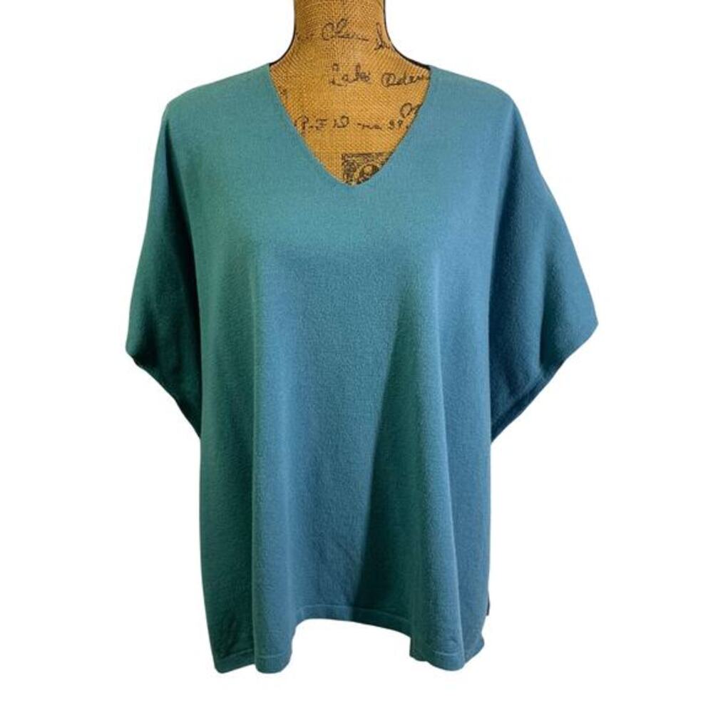 LOOK BY M Sweater One Size Merino Wool Blend V-Neck Side Slits‎ NWT Pullover